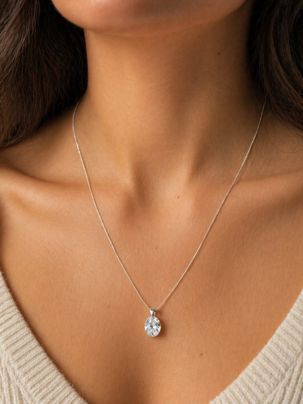 Dainty Sterling Silver Faux Diamond Necklace | Minimalist Everyday Jewelry